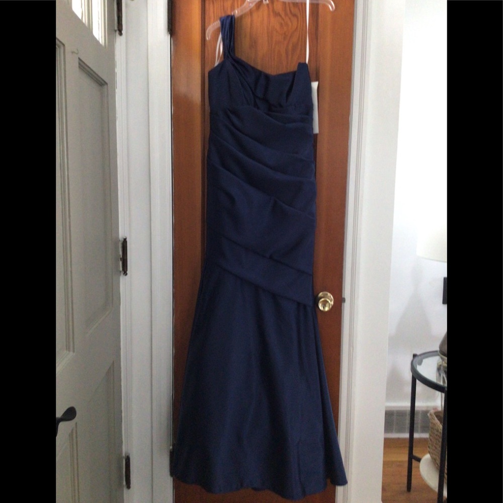 Dark navy blue floor length dress